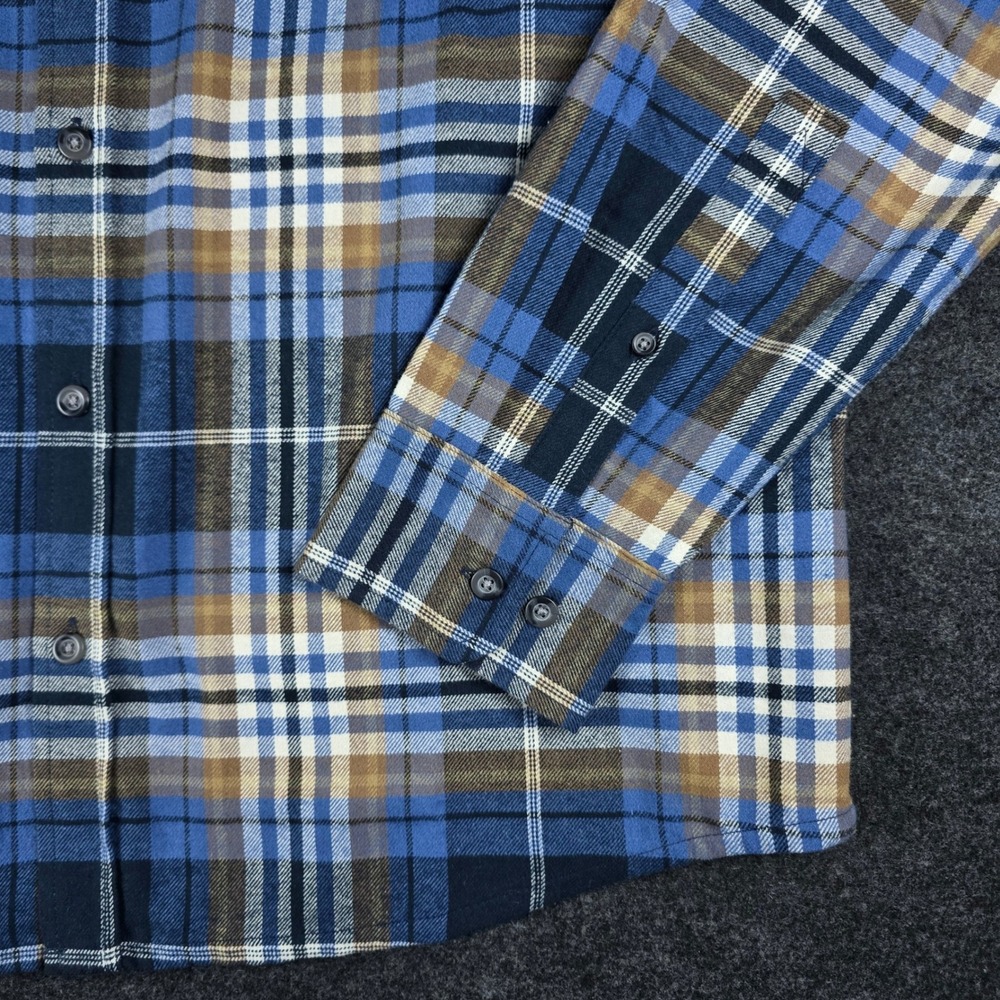 Eddie Bauer Mens XL Flannel Shirt Blue Plaid Long Sleeve Button Up Top - Picture 12 of 13